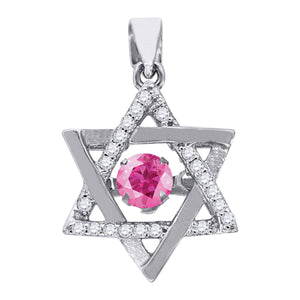 925 Sterling Silver Womens Pink Cubic Zirconia Star Of David Charm Pendant
