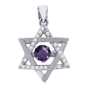 925 Sterling Silver Womens Purple Cubic Zirconia Star Of David Charm Pendant