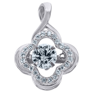 925 Sterling Silver Womens Aqua Cubic Zirconia Fashion Flower Charm Pendant