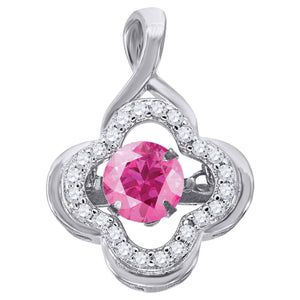 925 Sterling Silver Womens Pink Cubic Zirconia Fashion Flower Charm Pendant