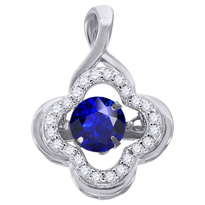 925 Sterling Silver Womens Royal Blue Cubic Zirconia Fashion Flower Charm Pendant