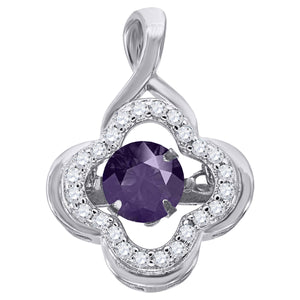 925 Sterling Silver Womens Purple Cubic Zirconia Fashion Flower Charm Pendant