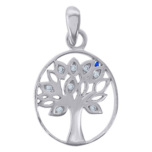 925 Sterling Silver Unisex Cubic Zirconia Tree Of Life Charm Pendant