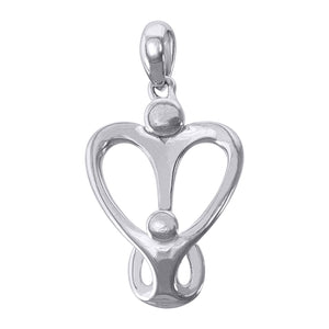925 Sterling Silver Womens Heart Mom Child Charm Pendant