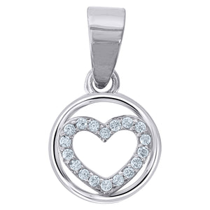 925 Sterling Silver Womens Cubic Zirconia Heart Charm Pendant