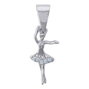925 Sterling Silver Womens Cubic Zirconia Dancing Ballerina Sports Charm Pendant