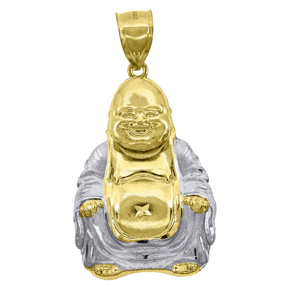 10kt Two-tone Gold Mens Prosperity Buddha Religious Charm Pendant