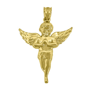 10kt Yellow Gold Mens Angel Ht:34.6mm x W:24.2mm Religious Charm Pendant