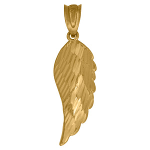 10kt Yellow Gold Mens Women Diamond-cut Angel Wing Charm Pendant