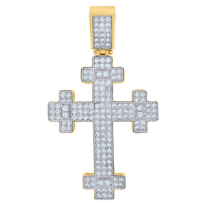 10kt Two-tone Gold Unisex Cubic Zirconia Cubic-zirconia Cross Religious Charm Pendant
