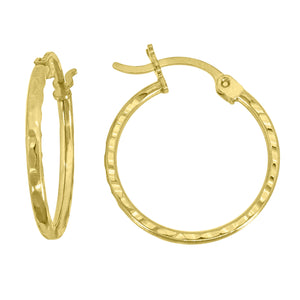 10kt Yellow Gold Womens Diamond-cut 1.5mm x 20mm Hinged Hoops Huggies