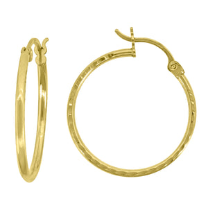 10kt Yellow Gold Womens Diamond-cut 1.5mm x 24mm Hinged Hoop Huggies
