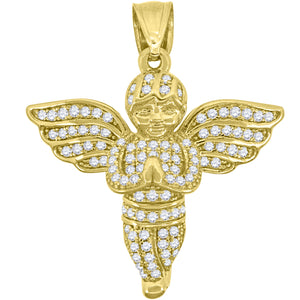 10kt Yellow Gold Mens Women Cubic Zirconia Cubic-zirconia Cupid Angel Religious Charm Pendant