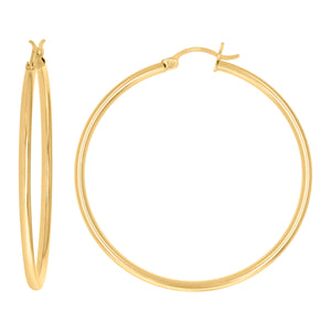 10kt Yellow Gold Womens Ultra Light Round Tube 2mmx45mm Hinged Hoops Huggies