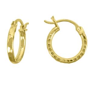 10kt Yellow Gold Womens Ultra Light Round Tube 2mm x 14mm Hinged Hoops Huggies