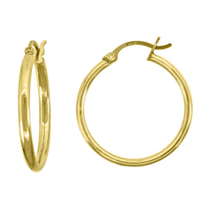 10kt Yellow Gold Womens Ultra Light Round Tube 2mmx25mm Hinged Hoops Huggies