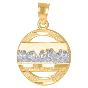 10kt Two-tone Gold Diamond-cut Womens Last Supper Ht:19.7mm x W:13.5mm Religious Charm Pendant