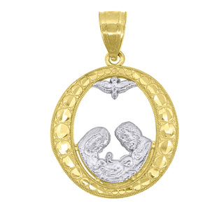 10kt Gold Two-tone Textured Unisex Baptism Ht:25.2mm x W:16.9mm Religious Charm Pendant