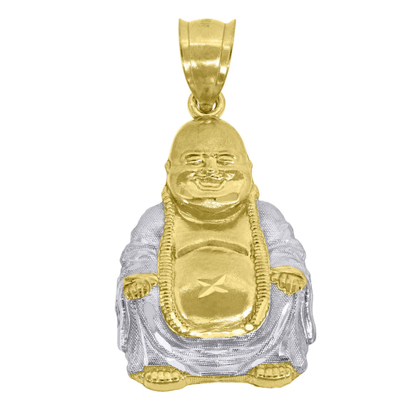 10kt Two-tone Gold Mens Prosperity Buddha Religious Charm Pendant
