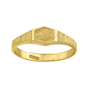 14kt Yellow Gold Textured Baby Signet Ring