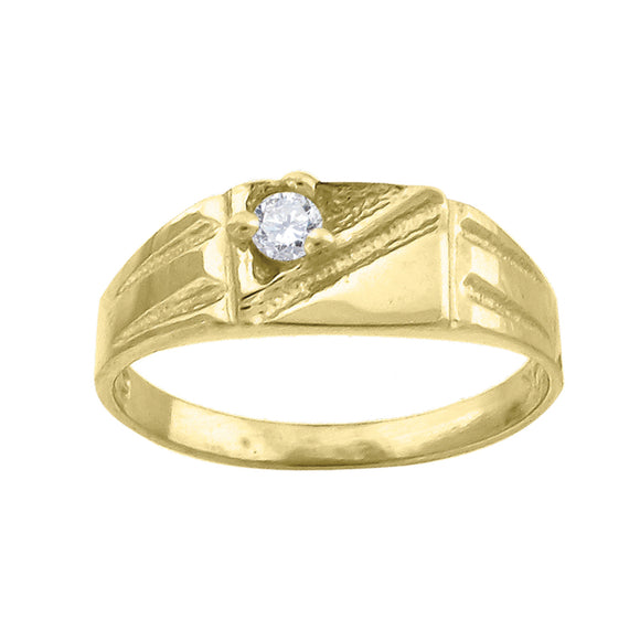 14kt Yellow Gold Cubic Zirconia Polished Finish Baby Ring