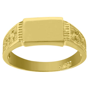 14kt Yellow Gold Polished Finish Textured Baby Signet Ring