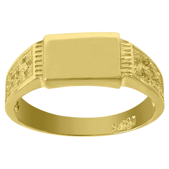 14kt Yellow Gold Polished Finish Textured Baby Signet Ring