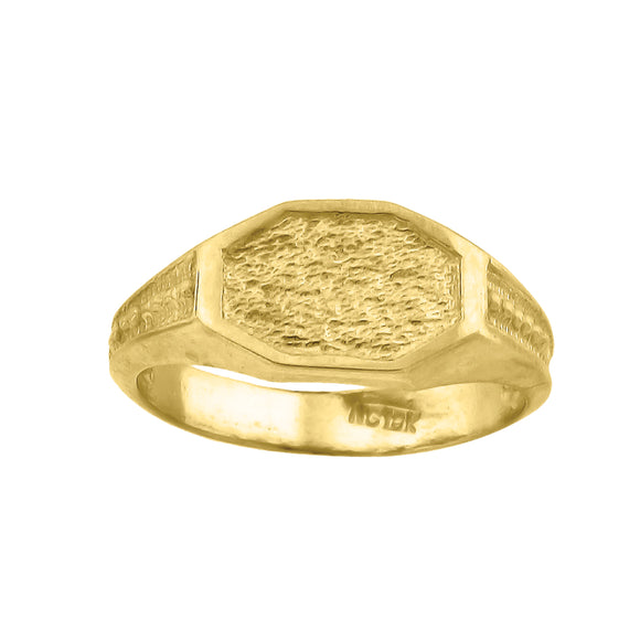 14kt Yellow Gold Polished Finish Textured Baby Signet Ring