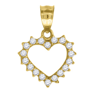 14kt Gold Womens Yellow Diamond-cut Ht:16mm Heart Pendant Charm