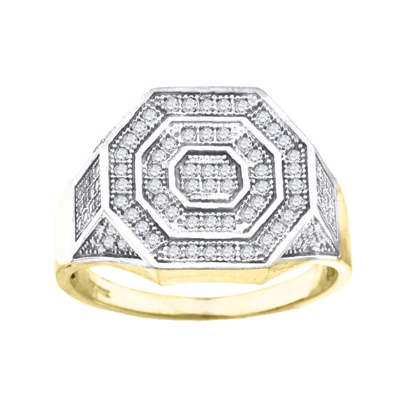 14kt Two-tone Gold Mens Cubic Zirconia Cluster Engagement Ring
