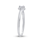10kt White Gold Womens Round Diamond Solitaire Promise Ring 1/8 Cttw