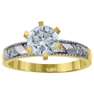 10kt Two-tone Gold Womens Cubic Zirconia Engagement Ring