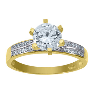 10kt Two-tone Gold Womens Cubic Zirconia Engagement Ring