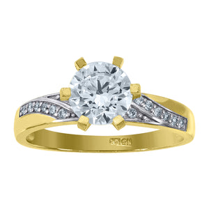 10kt Two-tone Gold Womens Cubic Zirconia Engagement Ring
