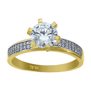 10kt Two-tone Gold Womens Round Cubic Zirconia Engagement Ring