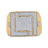 10kt Yellow Gold Mens Round Diamond Square Cluster Ring 3/8 Cttw