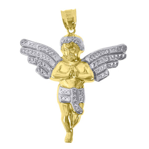 10kt Two-tone Gold Mens Women Polish Finish Angel Religious Charm Pendant