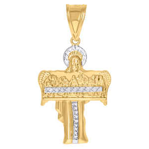10kt Gold Two-tone Diamond-cut Mens Last Supper Jesus Ht:47mm x W:27.6mm Religious Charm Pendant
