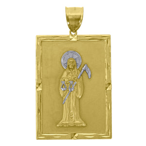 10kt Two-Tone Gold Mens Religious Angel Charm Pendant