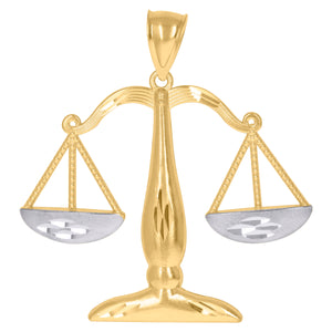 10kt Two-Tone Gold Mens Zodiac Sign Libra Charm Pendant