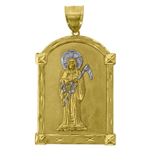 10kt Two-Tone Gold Mens Religious Angel Charm Pendant