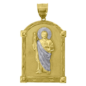 10kt Two-Tone Gold Mens Religious Saint Jude Charm Pendant