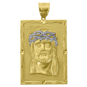 10kt Two-Tone Gold Unisex Religious Jesus Charm Pendant