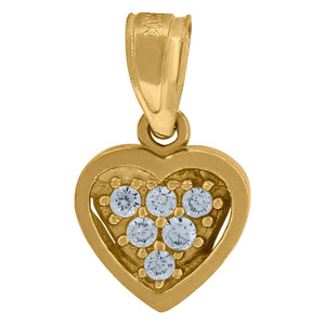 10kt Yellow Gold Women Cubic-zirconia Love Heart Pendant