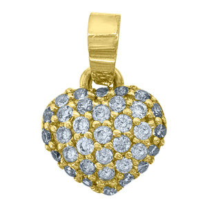 10kt Yellow Gold Cubic-zirconia Womens Ht:11.4mm x W:7.3mm Heart Charm Pendant