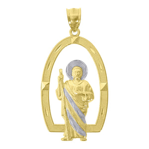 10kt Two-Tone Gold Mens Religious Saint Jude Charm Pendant