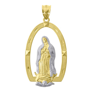 10kt Two-Tone Gold Unisex Religious Guadalupe Charm Pendant