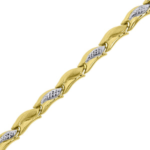 10kt Two-tone Gold Womens Fish Motif Link Bracelet Size 8 Inches