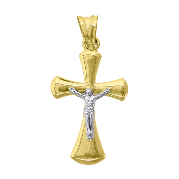 10kt Two-Tone Gold Unisex Crucifix Cross Religious Charm Pendant