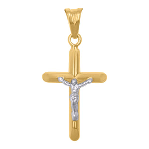 10kt Two-Tone Gold Unisex Crucifix Cross Religious Charm Pendant